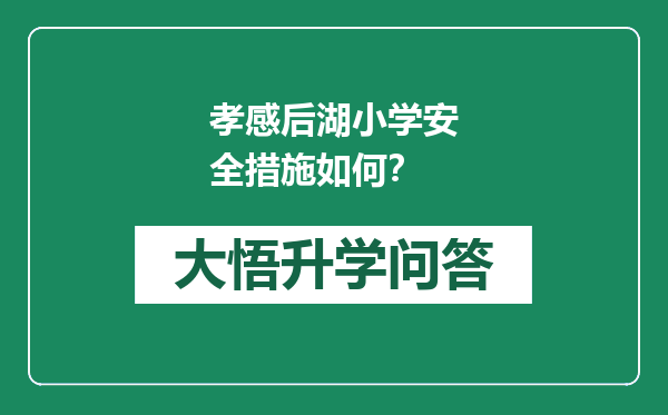 孝感后湖小学安全措施如何？