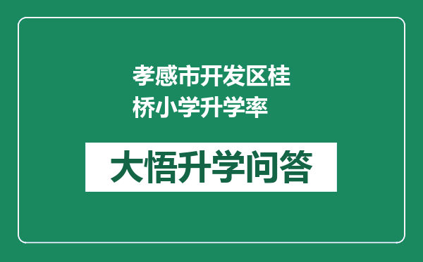 孝感市开发区桂桥小学升学率