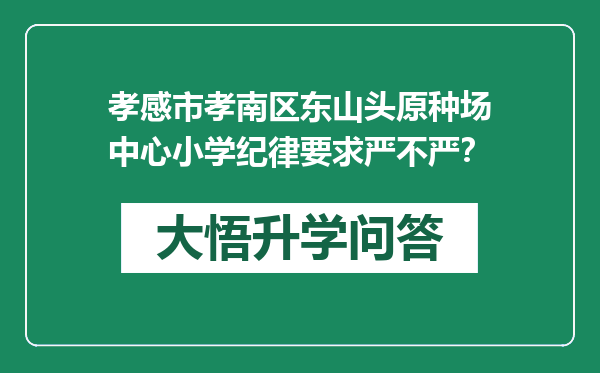 孝感市孝南区东山头原种场中心小学纪律要求严不严？