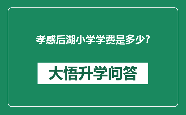 孝感后湖小学学费是多少？