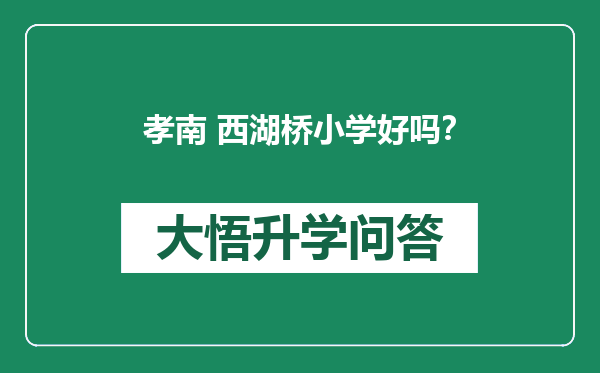 孝南 西湖桥小学好吗？