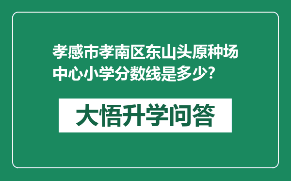 孝感市孝南区东山头原种场中心小学分数线是多少？