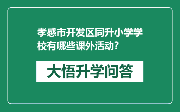 孝感市开发区同升小学学校有哪些课外活动？