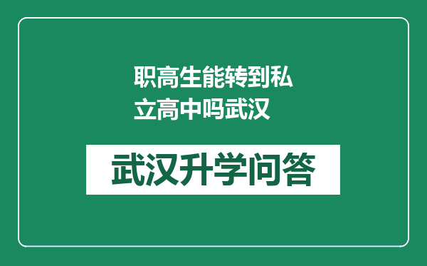 职高生能转到私立高中吗武汉