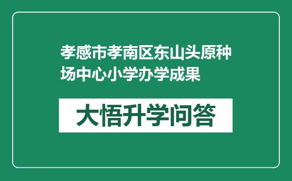 孝感市孝南区东山头原种场中心小学办学成果