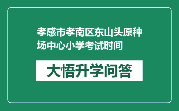 孝感市孝南区东山头原种场中心小学考试时间