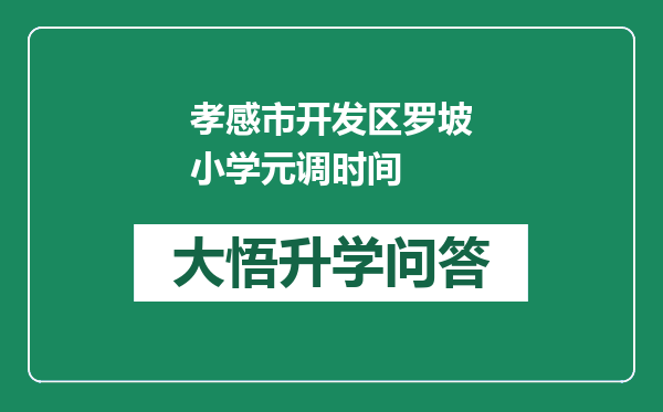 孝感市开发区罗坡小学元调时间