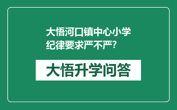 大悟河口镇中心小学纪律要求严不严？