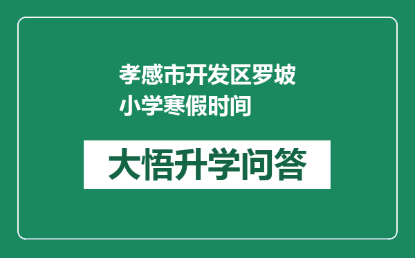 孝感市开发区罗坡小学寒假时间