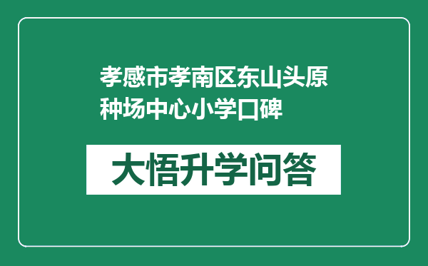 孝感市孝南区东山头原种场中心小学口碑