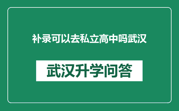 补录可以去私立高中吗武汉