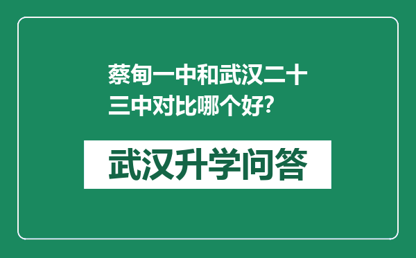 蔡甸一中和武汉二十三中对比哪个好？