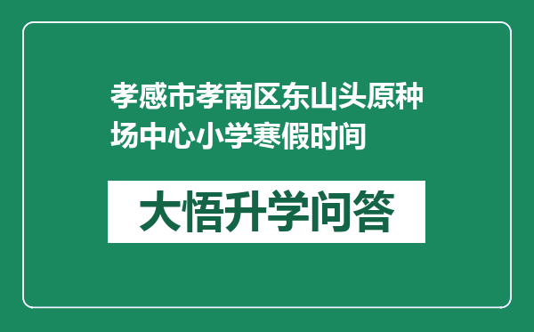 孝感市孝南区东山头原种场中心小学寒假时间