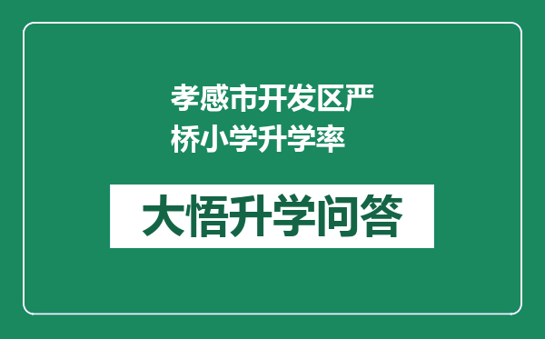 孝感市开发区严桥小学升学率