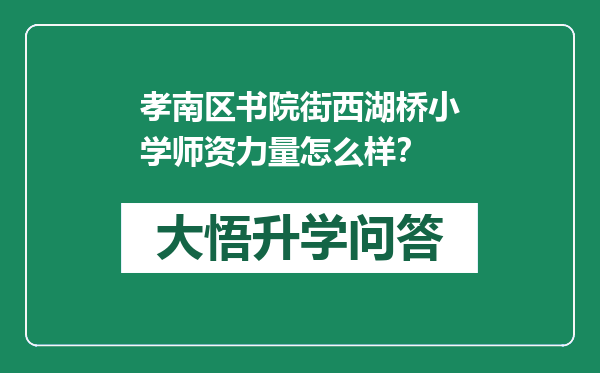 孝南区书院街西湖桥小学师资力量怎么样？