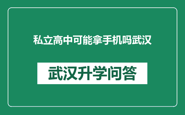 私立高中可能拿手机吗武汉