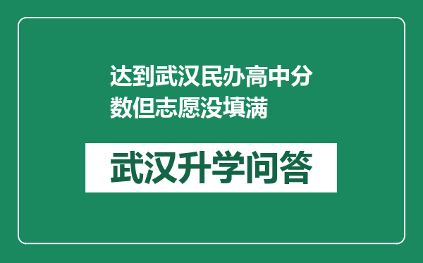 达到武汉民办高中分数但志愿没填满