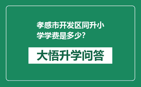 孝感市开发区同升小学学费是多少？