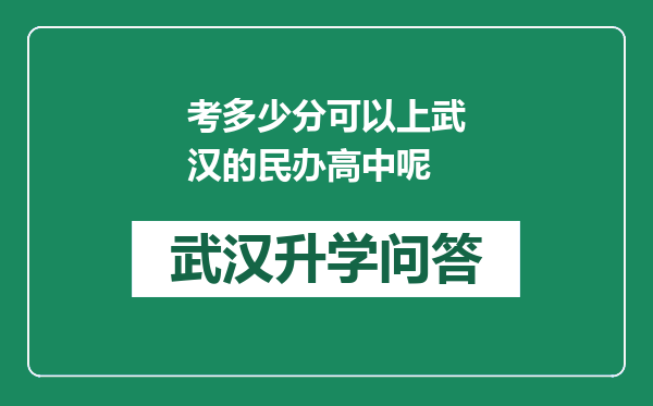 考多少分可以上武汉的民办高中呢