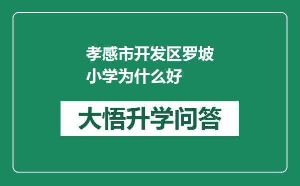 孝感市开发区罗坡小学为什么好