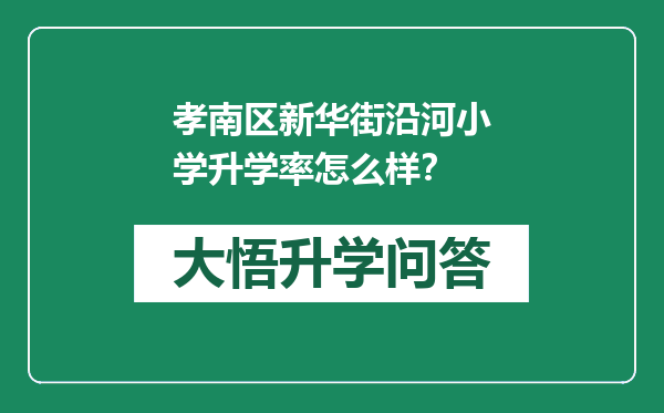 孝南区新华街沿河小学升学率怎么样？