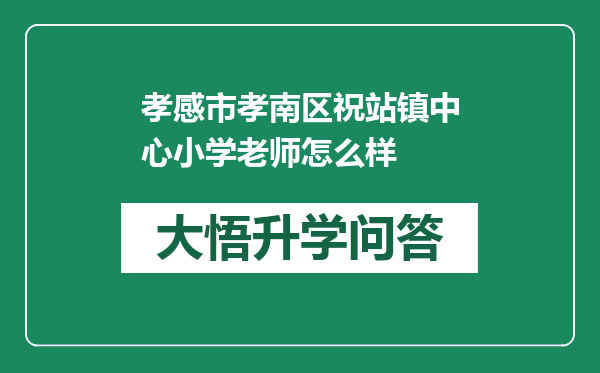 孝感市孝南区祝站镇中心小学老师怎么样