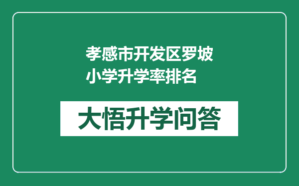 孝感市开发区罗坡小学升学率排名