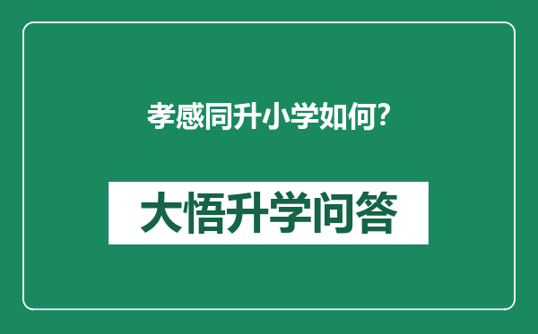 孝感同升小学如何？