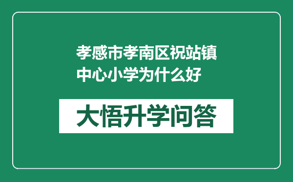 孝感市孝南区祝站镇中心小学为什么好