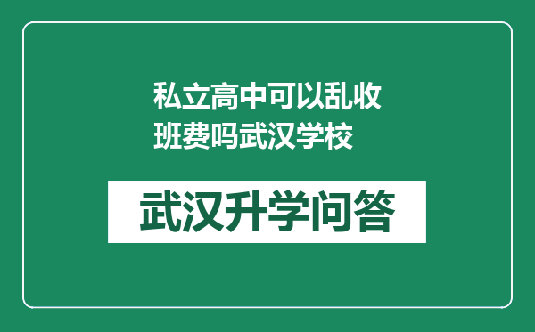 私立高中可以乱收班费吗武汉学校