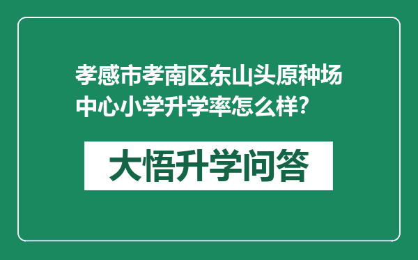 孝感市孝南区东山头原种场中心小学升学率怎么样？