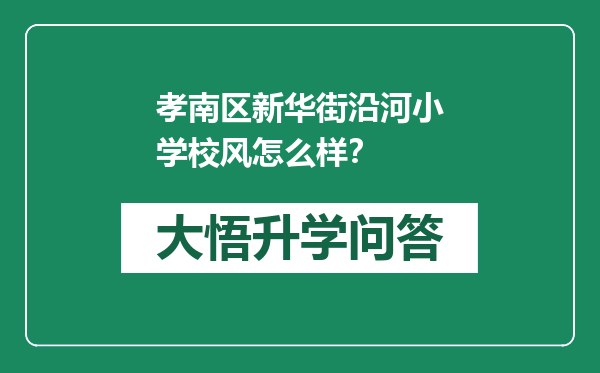 孝南区新华街沿河小学校风怎么样？