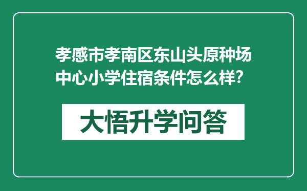 孝感市孝南区东山头原种场中心小学住宿条件怎么样？