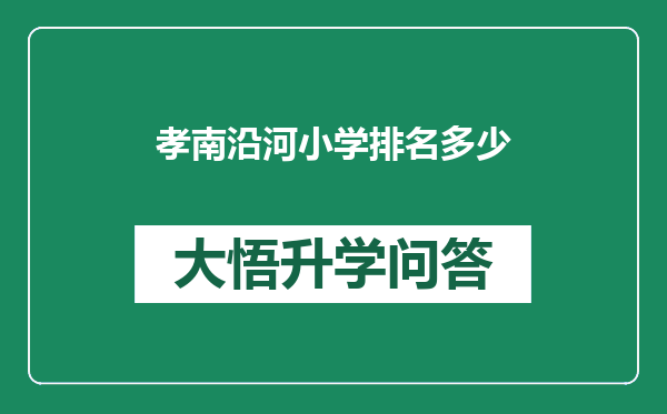 孝南沿河小学排名多少