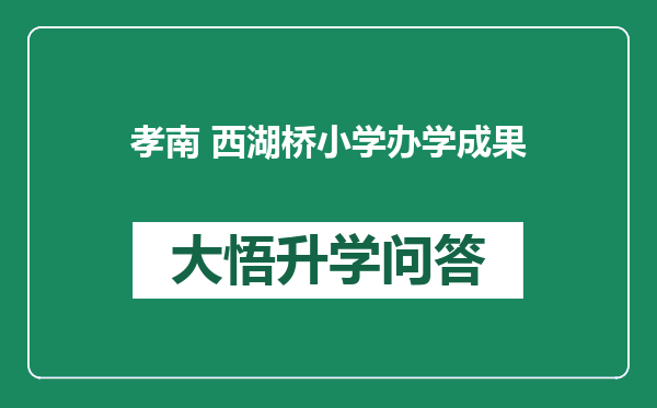 孝南 西湖桥小学办学成果