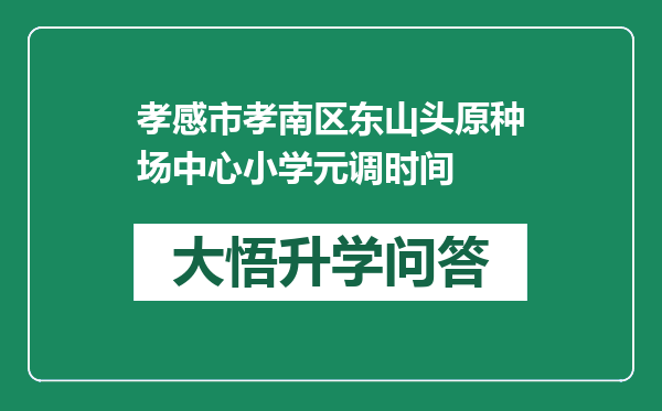 孝感市孝南区东山头原种场中心小学元调时间