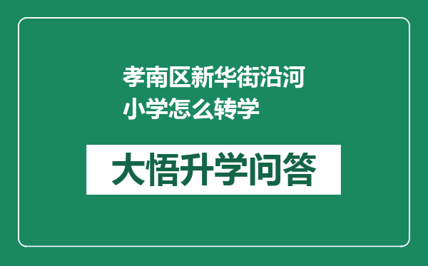 孝南区新华街沿河小学怎么转学