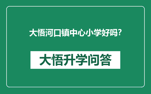 大悟河口镇中心小学好吗？