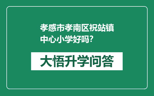 孝感市孝南区祝站镇中心小学好吗？