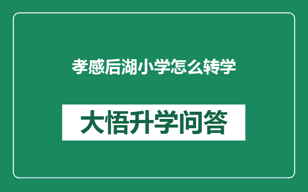 孝感后湖小学怎么转学