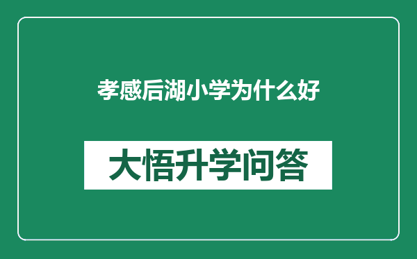 孝感后湖小学为什么好