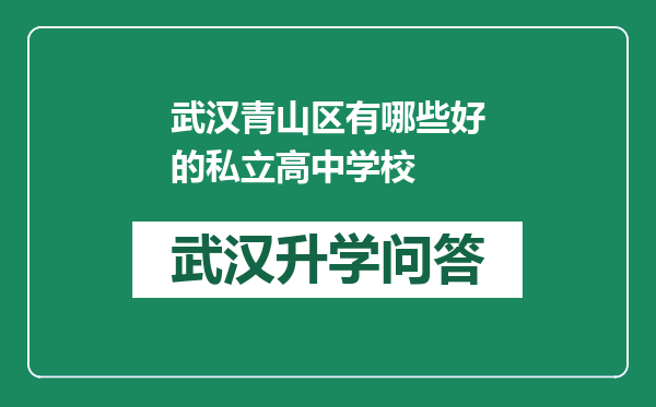 武汉青山区有哪些好的私立高中学校