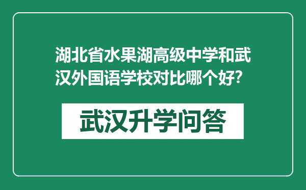 湖北省水果湖高级中学和武汉外国语学校对比哪个好？