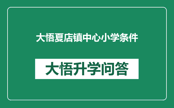 大悟夏店镇中心小学条件