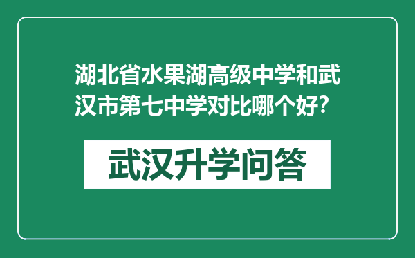 湖北省水果湖高级中学和武汉市第七中学对比哪个好？