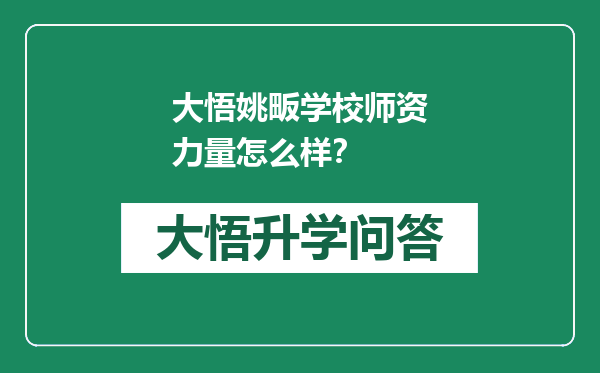 大悟姚畈学校师资力量怎么样？