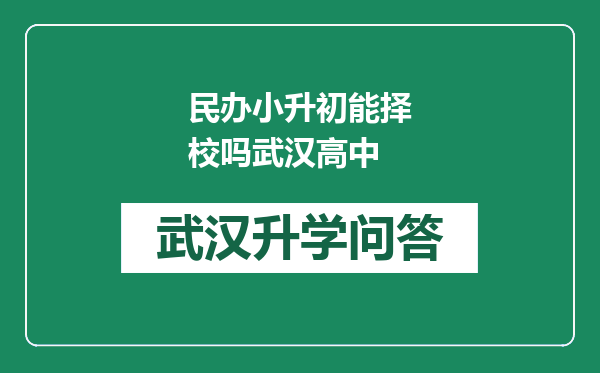 民办小升初能择校吗武汉高中