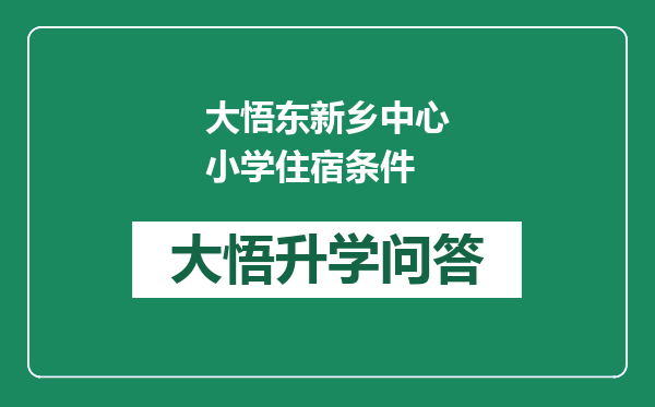 大悟东新乡中心小学住宿条件