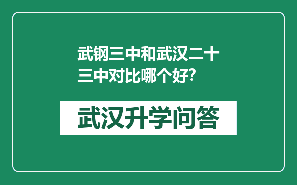 武钢三中和武汉二十三中对比哪个好？