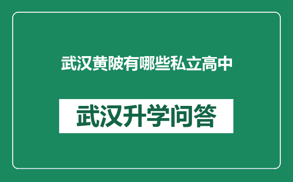 武汉黄陂有哪些私立高中